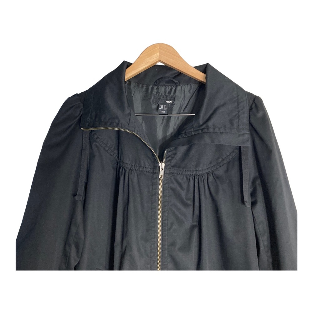 H&M Coat Jacket Women Sz 12 Pockets Lined Black pleated - Picture 3 of 14